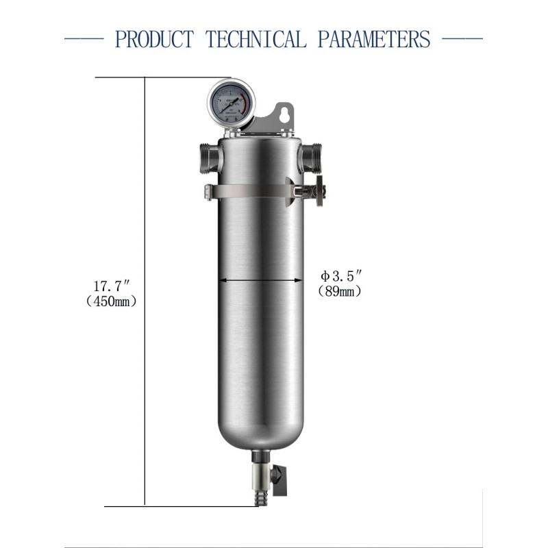 TECHTONGDA Brand New Stainless Steel Front Filter House Waterway Filter