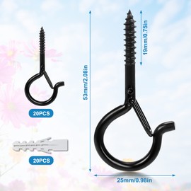 LYCXAMES Screw Hooks, Pack of 10 Stainless Steel Hook Screws with Fuse, Hooks for Screws, Ceiling Hooks, Wall Hooks for Hanging Potted Plants, Fairy Lights and Christmas Decoration