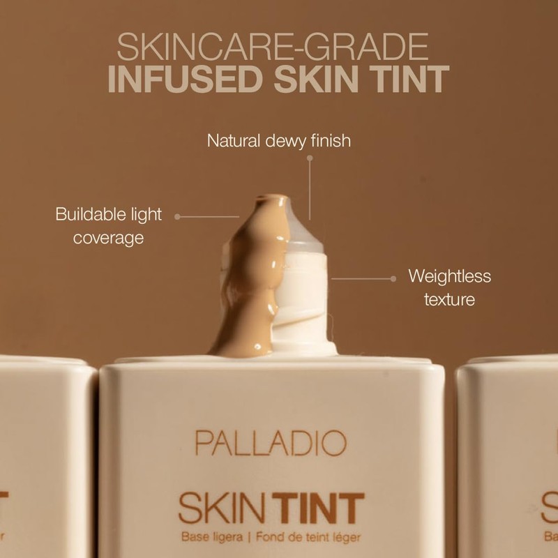 Palladio Skin Tint Foundation con Ácido Hialurónico, Niacinamida y Aloe,