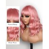 Fancy Hair Pink Wavy Bob Wig Short Wavy Wig with