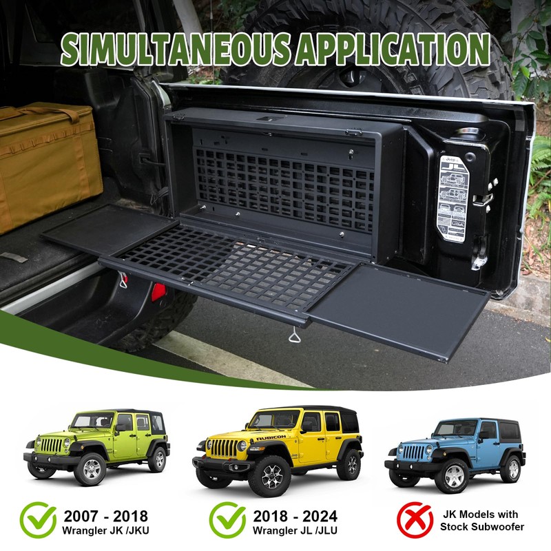 Tailgate Table Molle Panel Lock Box Compatible with Jeep Wrangler