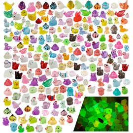 Teenzee 210Pcs Mini Resin Animals Variety Tiny Animals Figures Miniature Little Small Figurines Bulk for Micro Fairy Garden Landscape Accessories Hide Decor Aquarium
