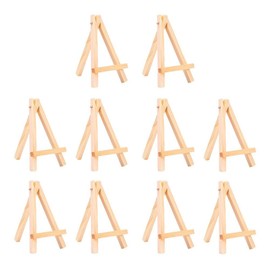 10 Pack Mini Wood Display Easel, Tabletop Display Stand Artist Easel, Natural Wooden Tripod for Displaying Picthres, Photos, Cards (5.9")