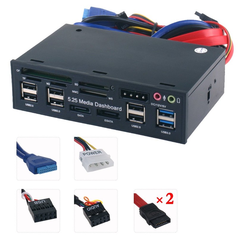 SDKDZKG 5.25 Inch PC Multifunctional Dashboard Media Front Panel Audio,with