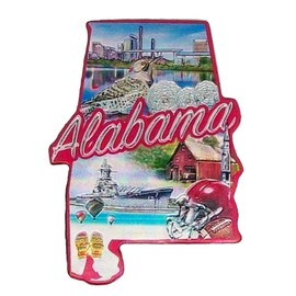 Alabama State Outline Foil Fridge Magnet
