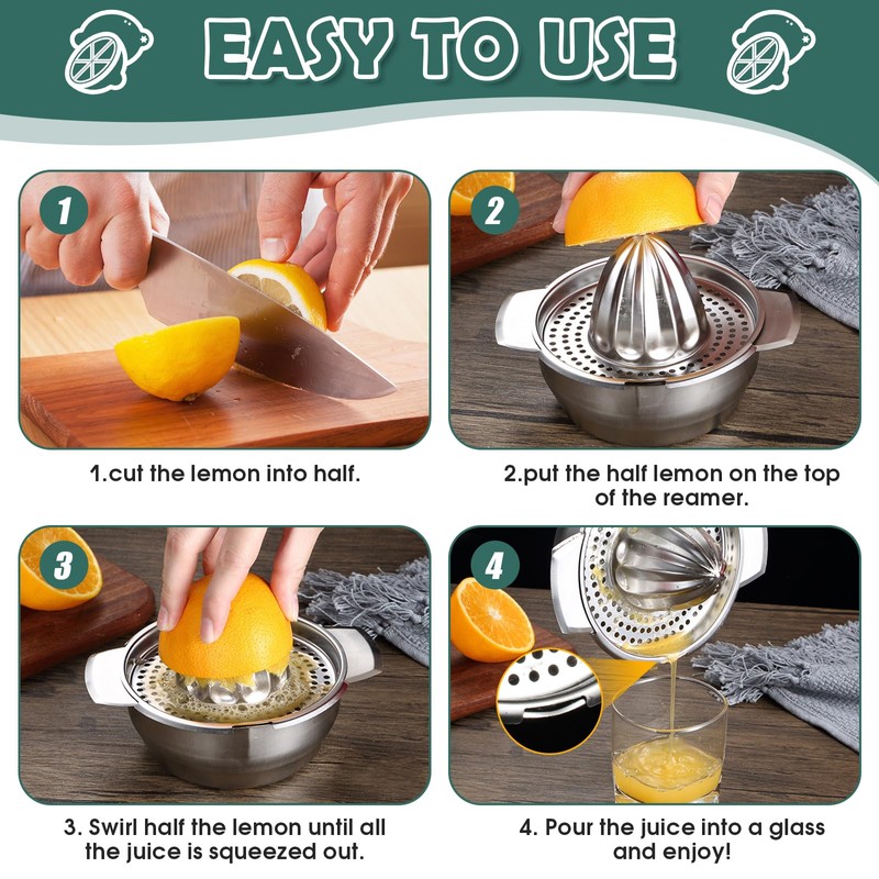 QGGTQG Lemon Squeezer Citrus Juicer Stainless Steel with Container 300