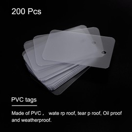MECCANIXITY Clear PVC Product Identification Tags, Shipping Material Labels, 200 Count, Rectangular, 1.38x2.36 Inch, Waterproof, Tear Proof, Oil Proof, Weatherproof, Transparent, Labels, Tags