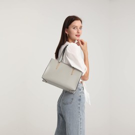 Miss Lulu Shoulder Bag Women's Handbag Large Handbag Elegant PU Leather Shoulder Bags Women Shopper Bags Adjustable Shoulder Strap Briefcase, gray, Retro