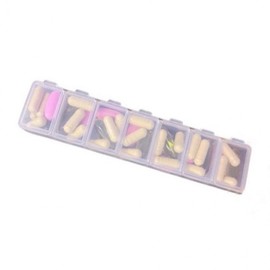 Portable Rectangular Pill Case Pill Case (7 Compartments) 4ea