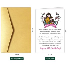 Chenive Sweet 16th Birthday Card for Daughter from Mom, 16 Years Old Birthday Poem Card for Daughter, Daughter 16th Birthday Card, You'll Always Be My Little Girl