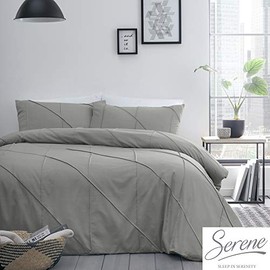 Serene Dart Pleated Boutique Duvet Cover Set, Grey, Single