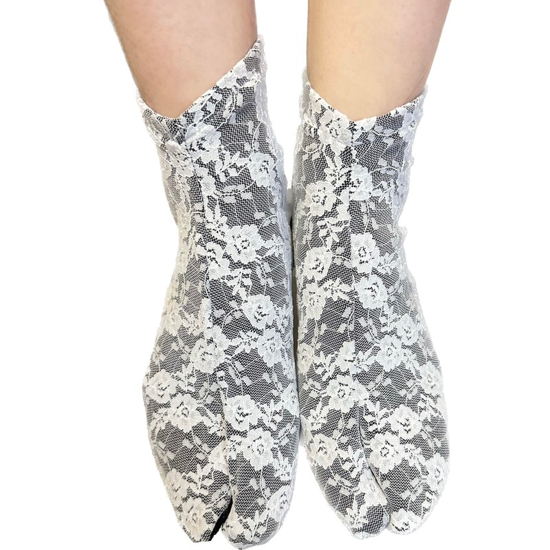 MiAn 2 Color Set, Double Lace Tabi Socks, Floral Pattern,