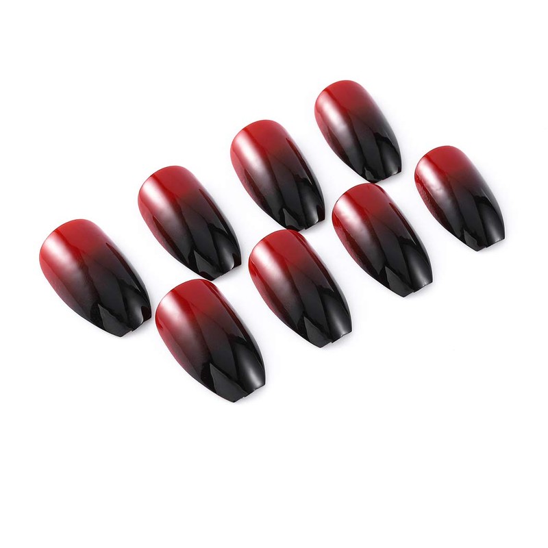 Jovono False Nails Black Red Fake Nails Long Head Nails