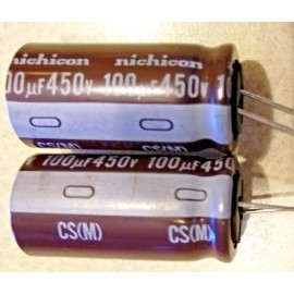 Nichicon 2X 100uF 450V NICHICON Electrolytic Capacitor 17mm X 35mm105°C