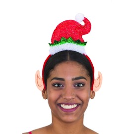 Christmas Bling- Elf Ears and Hat Headband w/Glitter & Fur