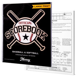 Murray Sporting Goods Baseball/Softball Scorebook - Large Print Book - Spiral Bound - 35 Games