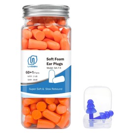LYSIAN Soft Foam Earplugs dB SNR,  Pairs, Disposable Noise Cancelling Ear Plugs for Snoring, Work, Sleeping, Industrial, Shooting Range Hearing Protection- Orange