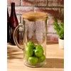 Mud Pie Drink Pitcher Wood Lid, Glass, 79 oz