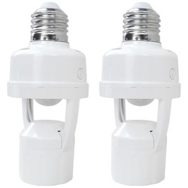XSPANDER Updated 2pcs Motion Sensor Light Socket, E26/E27 Screw in Light Bulb Adapter for Motion Detection Control, Adjustable Brightness and Lighting Duration, 60w Light Socket