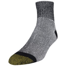 GOLDTOE Men's 656P Cotton Ankle Athletic Socks, Multipairs, Black/Grey (6-Pairs), Large