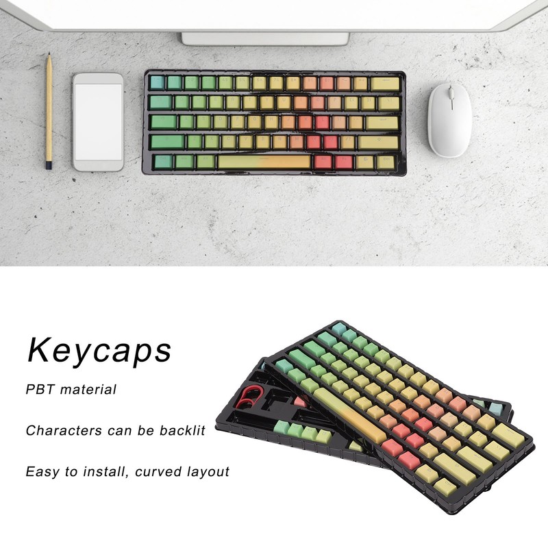 Keycaps PBT Translucent Sublimation Rainbow Gradient Mechanical 108 Keycaps for