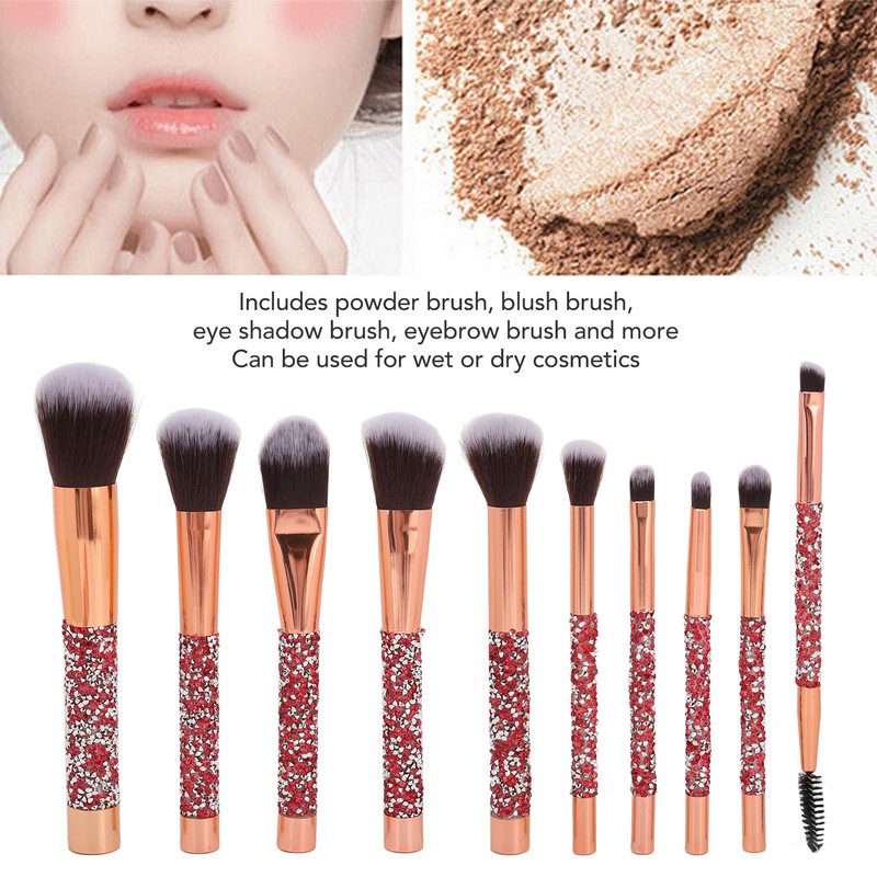 10pcs Makeup Brushes Set Soft Bristles Portable Cosmetics Tool Kits