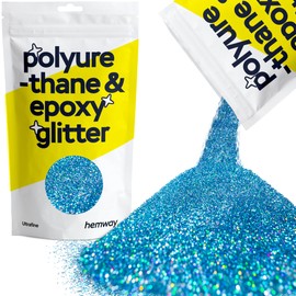 Hemway Polyurethane & Epoxy Resin Glitter 100g / 3.5oz Metallic Crystal Flake Additive for Flooring Jewelry Tumblers Glass Pigment - Ultra Fine (1/128" 0.008" 0.2mm) - Ocean Blue Holographic
