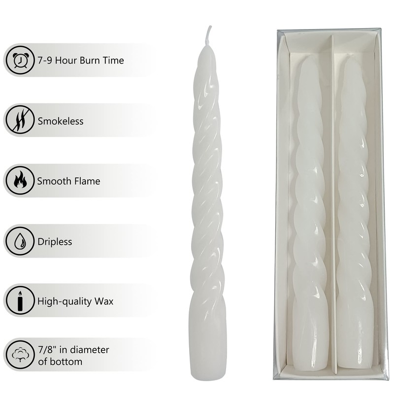Spiral Candles Taper Candles Wedding Spiral Unscented Candles White Candles