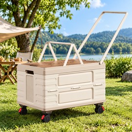 Heavy Duty Folding Storage Cart for Home & Outdoor Use – 360° Rolling Organizer with Foldable Design for Camping, Garage and Daily Storage