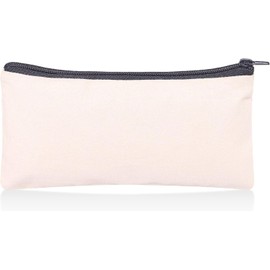 IMFAA Plain Canvas Makeup DIY Craft Accessory Travel Zipped Washable Multicolor Gift Zipped Pouch (Natural, Pack-2)