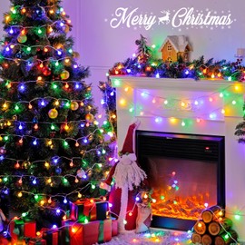 JMEXSUSS 100 LED Battery Operated Christmas Lights Indoor Outdoor Waterproof, 33ft Battery Powered Globe String Lights with Remote, Fairy Lights for Bedroom Party Christmas Decoration (Multi-Color)