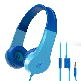 Auriculares Motorola Sound Moto JR200 - Auriculares sobre la Oreja con micrófono y límite de Volumen Seguro de 85 dB, Divisor de Audio, Auriculares con Cable.