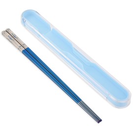 KALIONE Chopsticks, 1 Pair Reusable Metal Chopsticks, Travel Stainless Steel Chopsticks with Case, Laser Engraved Chopsticks, Portable Chopsticks with Phoenix Pattern and Pull Design Case (Blue)