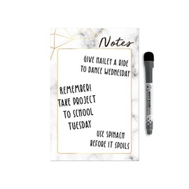 Dry Erase Whiteboard Vinyl Sticker Decal for Notes & Reminders by Glassboard Studio | Removable & Reusable | Magnetic Fine-Tip Marker Included (6 x 9 inches, Marble)