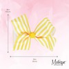 Hair Bow with Striped Grosgrain Ribbon, 6 inch Hairbow (Yellow)