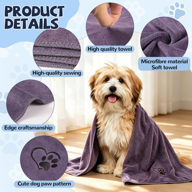 GSrenyu Dog Towel for Drying Absorbent Microfiber Pet Towel 100