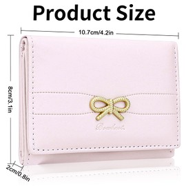 Farcauo Women's Purse, Women's Purse, Small Women's Purse, Mini Purse, Bow Wallet with ID Compartment and Card Sleeves, Wallet for Women, Small, #O Pink Bow Wallet, Classic