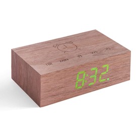 Gingko Design G003W8 Alarm Clock, Wood, Walnut, One size