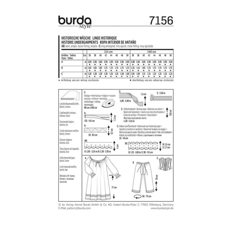 Burda B7156 - Cartamodello per Creare Costumi storici, 19 x