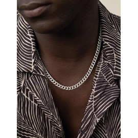 FindChic Mens Chains Stainless Steel Curb Chain Necklace Thick 7MM Cuban Link Chains for Men Women Boys 22inch