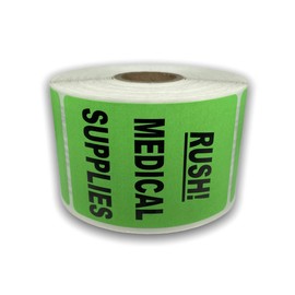 500 Labels Bright Green Rush - Medical Supplies Medical Shipping Mailing Special Handling 2x3 Stickers