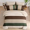 Striped Comforter Set King Size, Boho Brown Green Striped Bedding