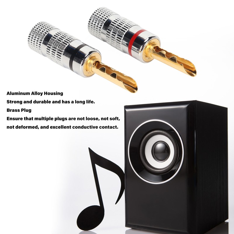 2 Pairs BFA Banana Plug 4mm Gold Plated Brass Serrated