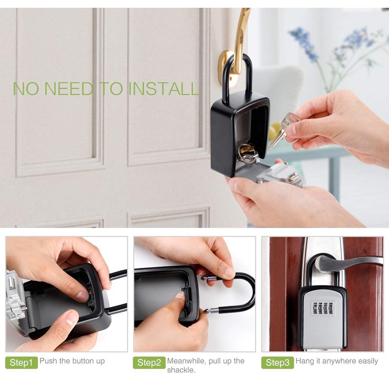 KeeKit Key Lock Box, Key Safe Box with Removable Shackle