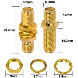 Boobrie SMA Female to Female Coaxial Adapter 2 Pieces SMA to SMA Bulkhead Connector SMA Female Connector SMA to SMA Female Adapter SMA to SMA 4G Antenna Socket Adapter for SMA Coaxial Cable for WiFi