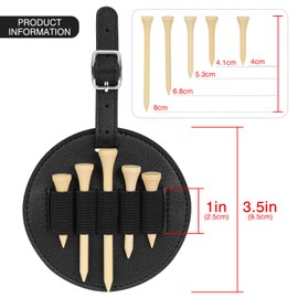 TOCCOOL Faux Leather Golf Bag Tag with 10 Tee Slots, Golf Tee Holder Accessories Storage with 5 Tees, Funny Golf Gifts for Dad Birthday Gift (Black)