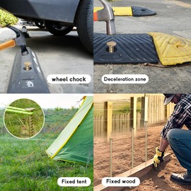 JPOIP 16 Inch Rebar Stakes - 1/2 Inch Diameter Galvanized Steel Ground Anchors - Heavy Duty Plant Support Garden Stake for Speed Bump, Wheel Stop, Tent (10 Pack)