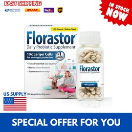 Florastor 250 mg Daily Probiotic Supplement - 100 Vegetarian Capsules