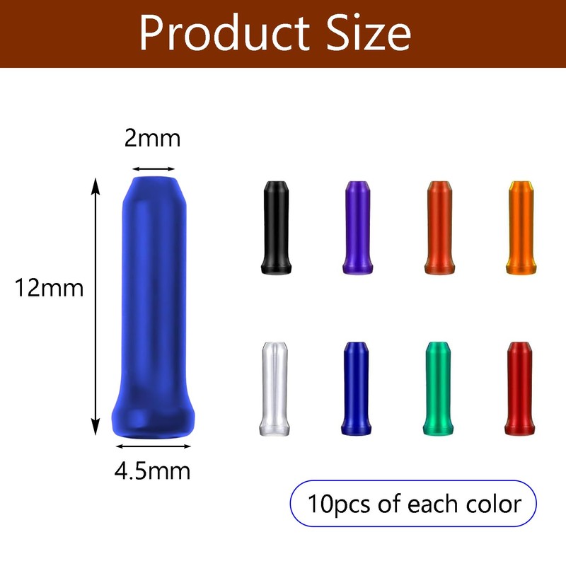 Bicycle Cable End Caps, 80-Pack Alloy Brake and Shifter Tips,