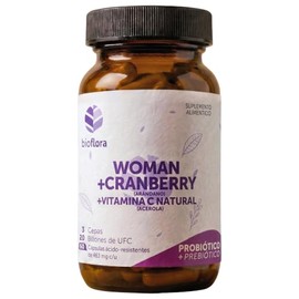 Bioflora Probióticos Woman  Arándano  Vitamina C, 60 Cápsulas Veganas Ácido Resistentes con 3 Diferentes Cepas de Probióticos e Inulina Orgánico como 